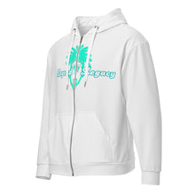 Load image into Gallery viewer, White & Sea Mist Green Unisex zip hoodie
