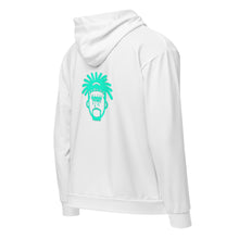 Load image into Gallery viewer, White & Sea Mist Green Unisex zip hoodie