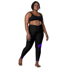 Load image into Gallery viewer, Black & Purple Crossover leggings with pockets