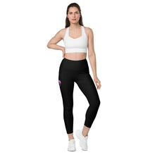 Load image into Gallery viewer, Black & Pink Leggings with pockets