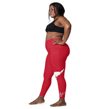 Load image into Gallery viewer, Red & White Onsite Legend Legacy Leggings with pockets