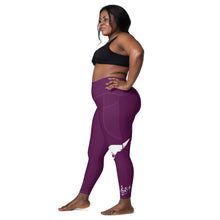 Load image into Gallery viewer, Tyrain Purple & White Leggings with pockets