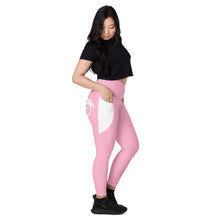 Load image into Gallery viewer, Pink & White Leggings with pockets