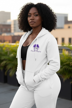 Load image into Gallery viewer, Purple White &amp; Black Zipper Hoodie
