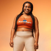 Load image into Gallery viewer, Orange &amp; Blue Longline sports bra
