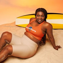 Load image into Gallery viewer, Orange &amp; Blue Longline sports bra

