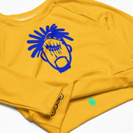 Blue & Yellow long-sleeve crop top