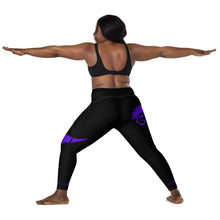 Load image into Gallery viewer, Black &amp; Purple Crossover leggings with pockets
