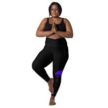 Load image into Gallery viewer, Black &amp; Purple Crossover leggings with pockets
