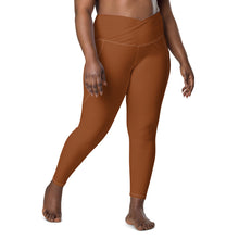 Load image into Gallery viewer, Brown &amp; White Crossover leggings with pockets
