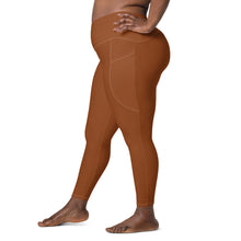 Load image into Gallery viewer, Brown &amp; White Crossover leggings with pockets
