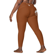Load image into Gallery viewer, Brown &amp; White Crossover leggings with pockets
