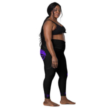 Load image into Gallery viewer, Black &amp; Purple Crossover leggings with pockets
