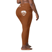 Load image into Gallery viewer, Brown &amp; White Crossover leggings with pockets
