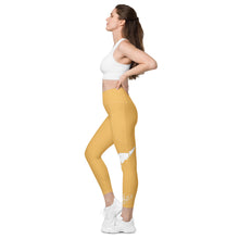 Load image into Gallery viewer, Gold &amp; White Leggings with pockets
