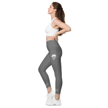 Load image into Gallery viewer, Grey &amp; White Leggings with pockets

