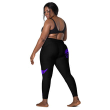 Load image into Gallery viewer, Black &amp; Purple Leggings with pockets
