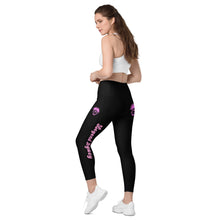 Load image into Gallery viewer, Black &amp; Pink Leggings with pockets
