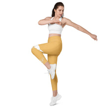 Load image into Gallery viewer, Gold &amp; White Leggings with pockets
