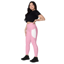 Load image into Gallery viewer, Pink &amp; White Leggings with pockets
